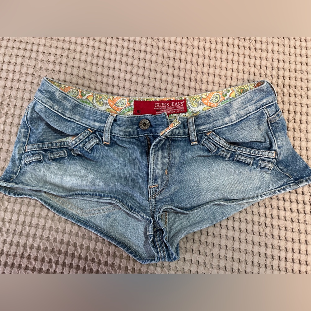 Guess Denim Shorts with cute Trim - Blue and Multicolor stretch short shorts